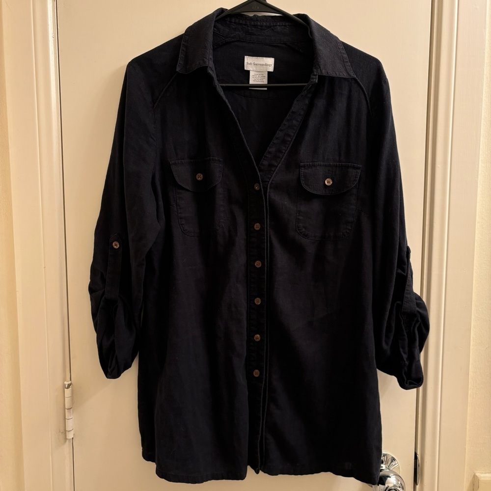 NWOT Soft Surrounding Small Linen Blend Button Up